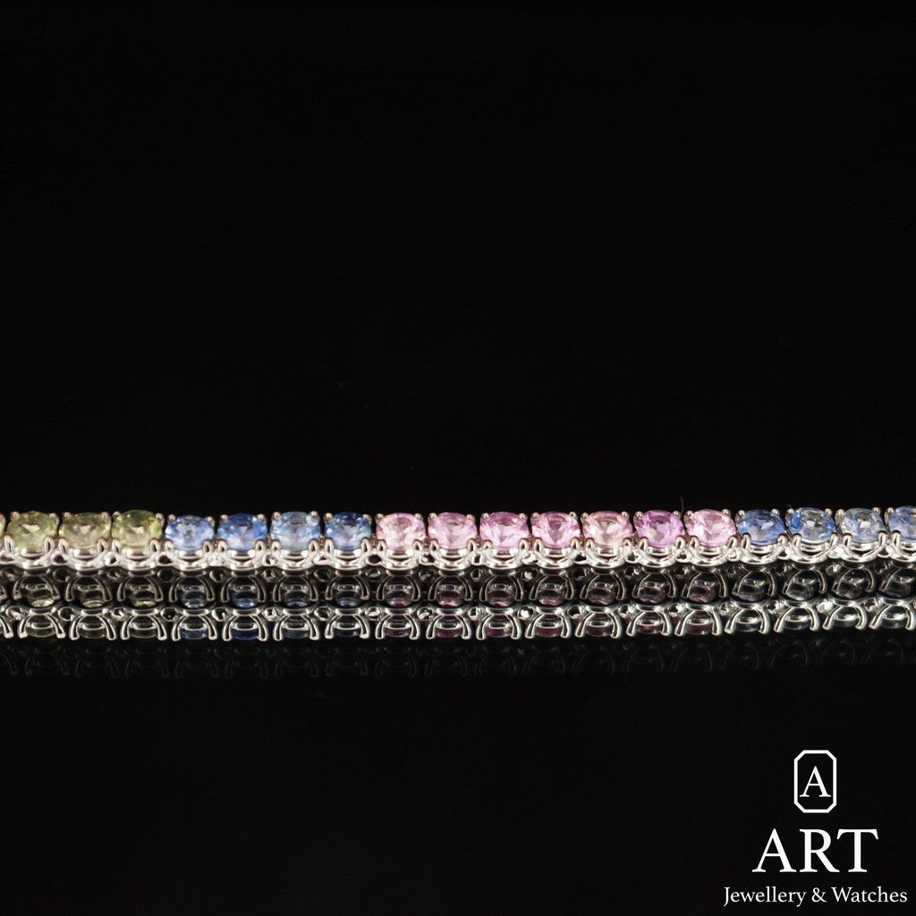 ART Jewellery-Sapphire Rainbow Tennis Bracelet 9,97 ct.-Jewellery-Art Jewellery &amp; Watches