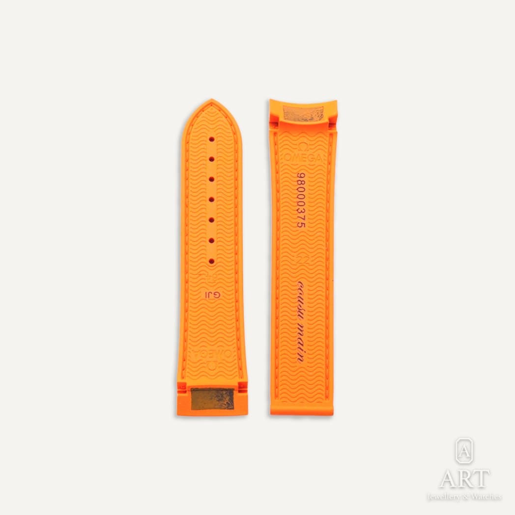 Omega Orange Silicone Seamaster Planet Ocean 45.5mm Chronograph Watch Strap, reference 98000375 (2)