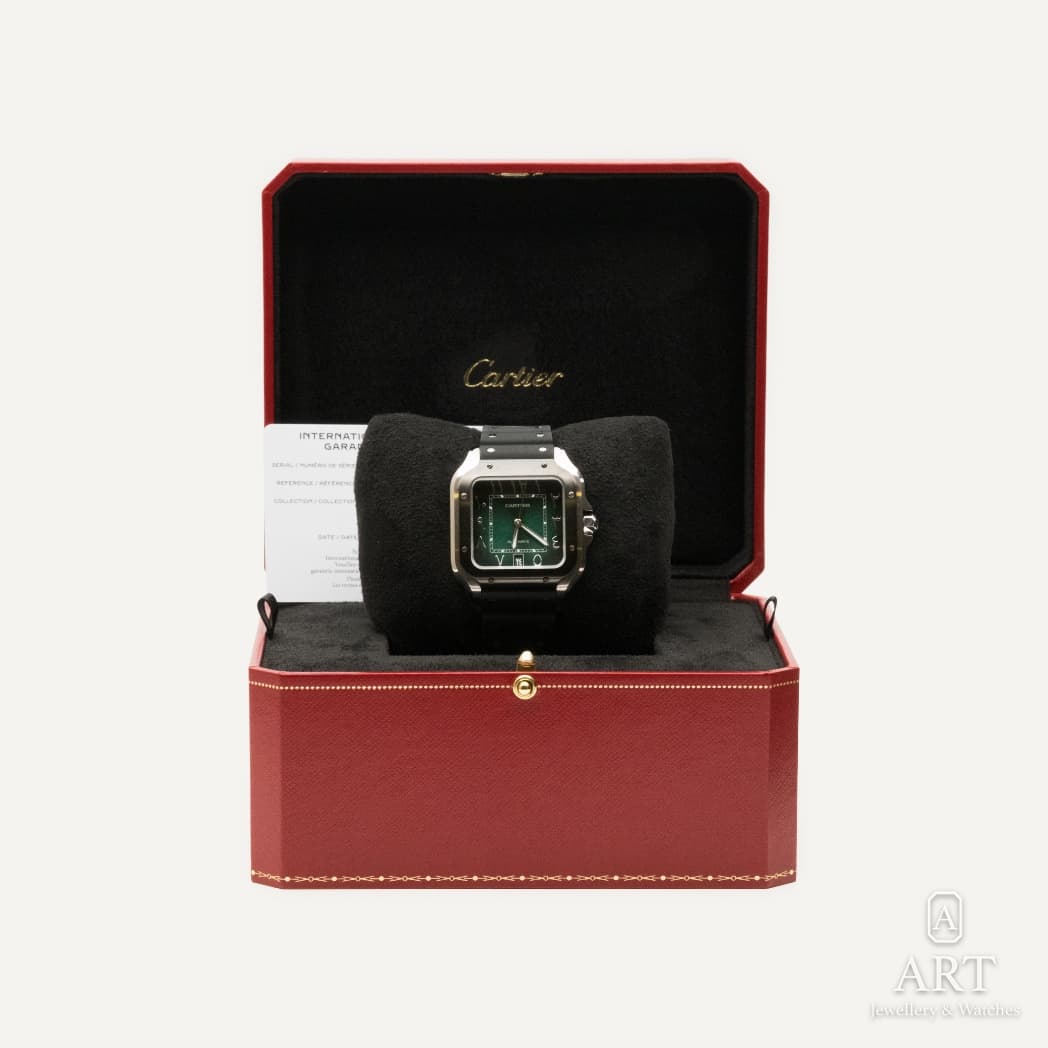 Cartier Santos de Cartier watch, green dial, reference WSSA0055 (2)