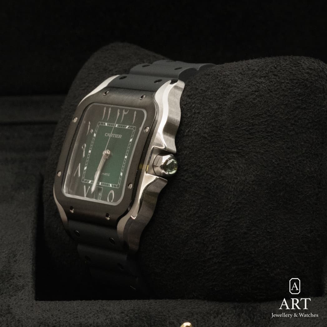 Cartier Santos de Cartier watch, green dial, reference WSSA0055 (6)