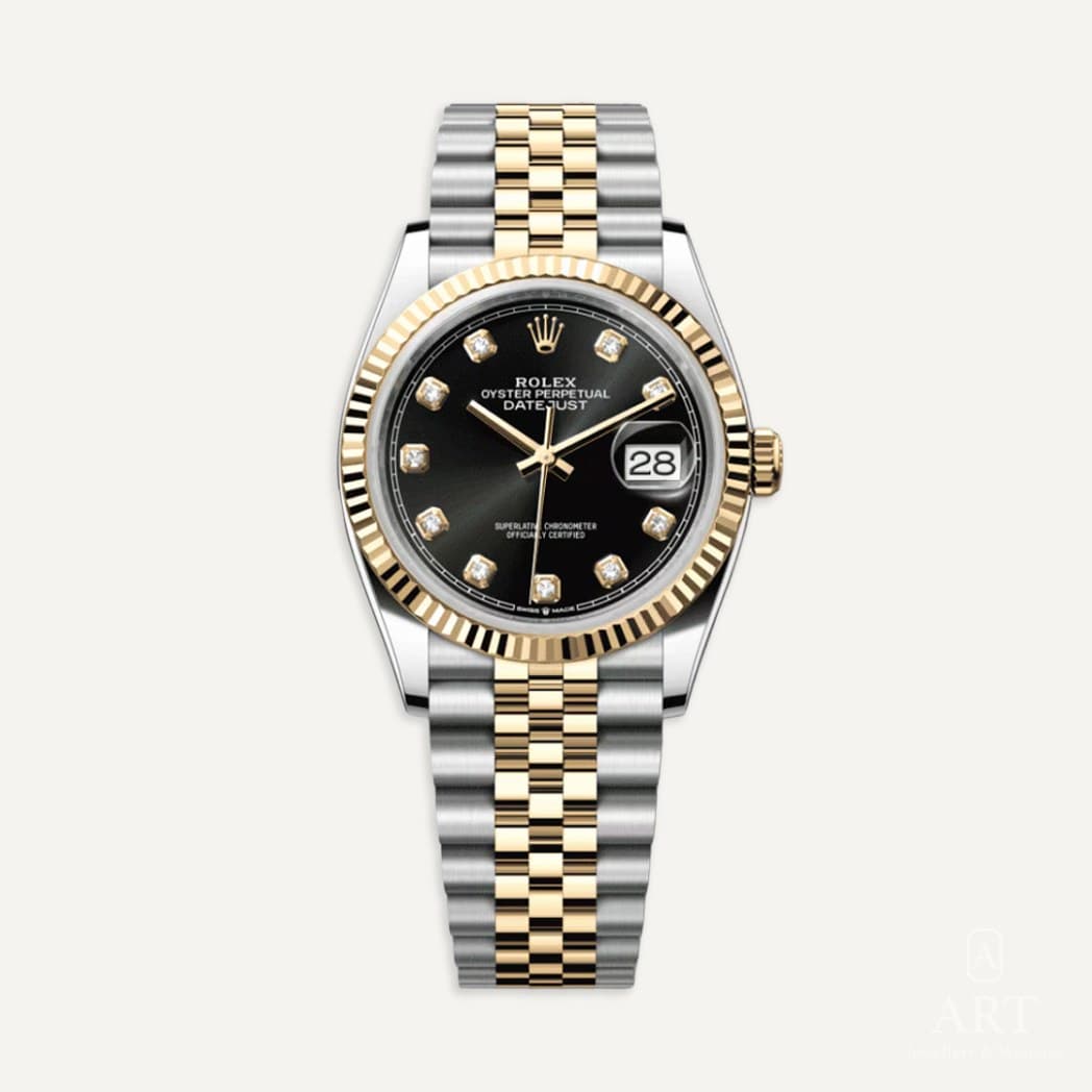 Rolex Datejust watch, black dial, reference 126233