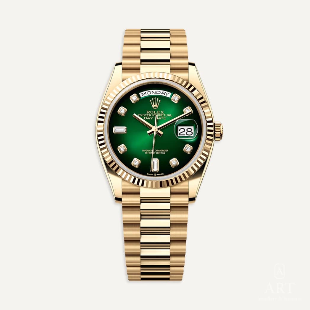 Rolex Day-Date watch, green ombre dial, reference 128238