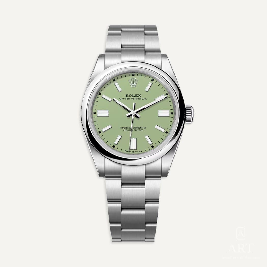 Rolex Oyster Perpetual watch, pistachio green dial, reference 134300