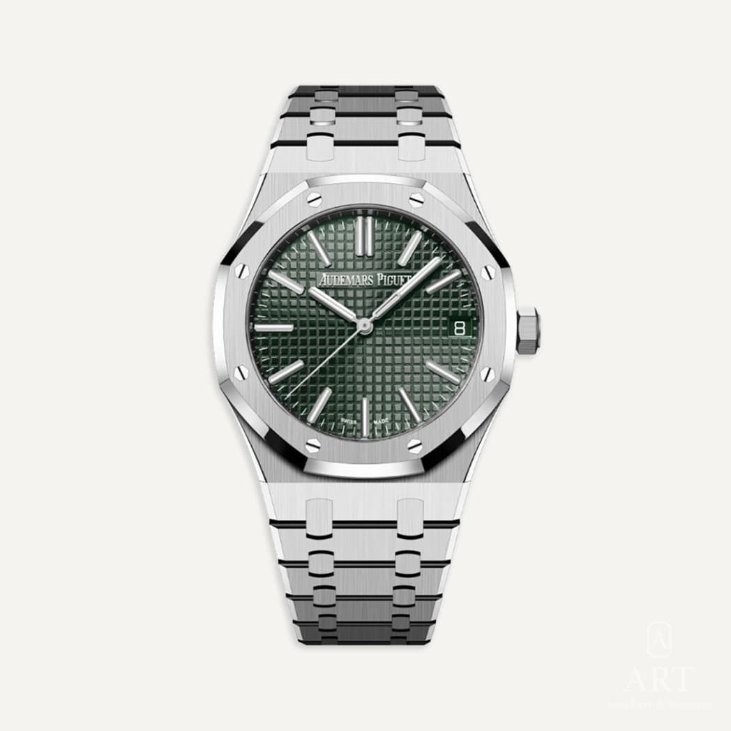Audemars Piguet Royal Oak saati, yeşil kadran, referans 15510ST.OO.1320ST.04
