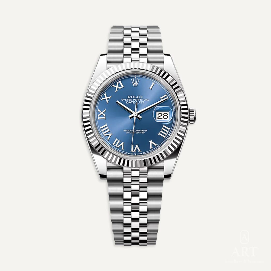 Rolex Datejust watch, azure blue dial, reference 126334