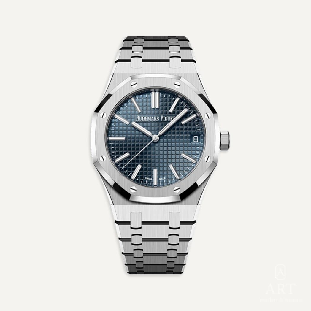 Audemars Piguet Royal Oak 50th Anniversary saati, mavi kadran, referans 15510ST.OO.1320ST.01