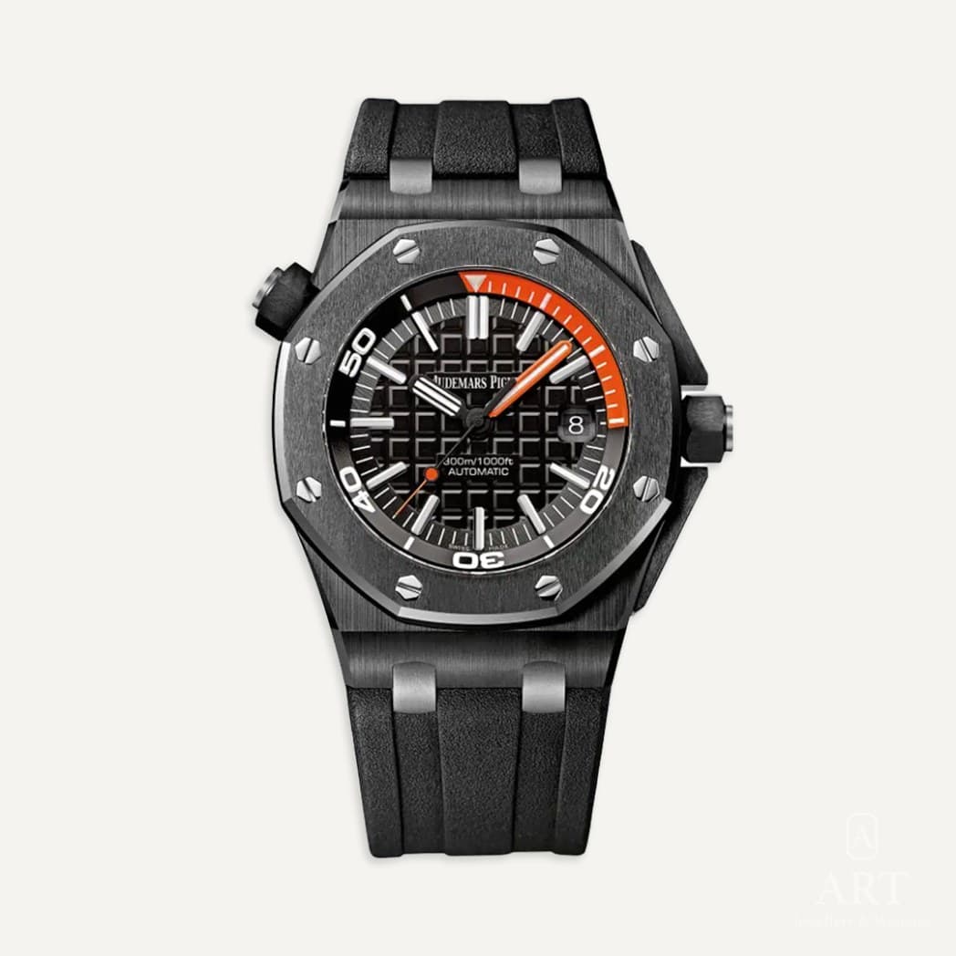 Audemars Piguet Royal Oak Offshore watch, black dial, reference 15707CE.OO.A002CA.01