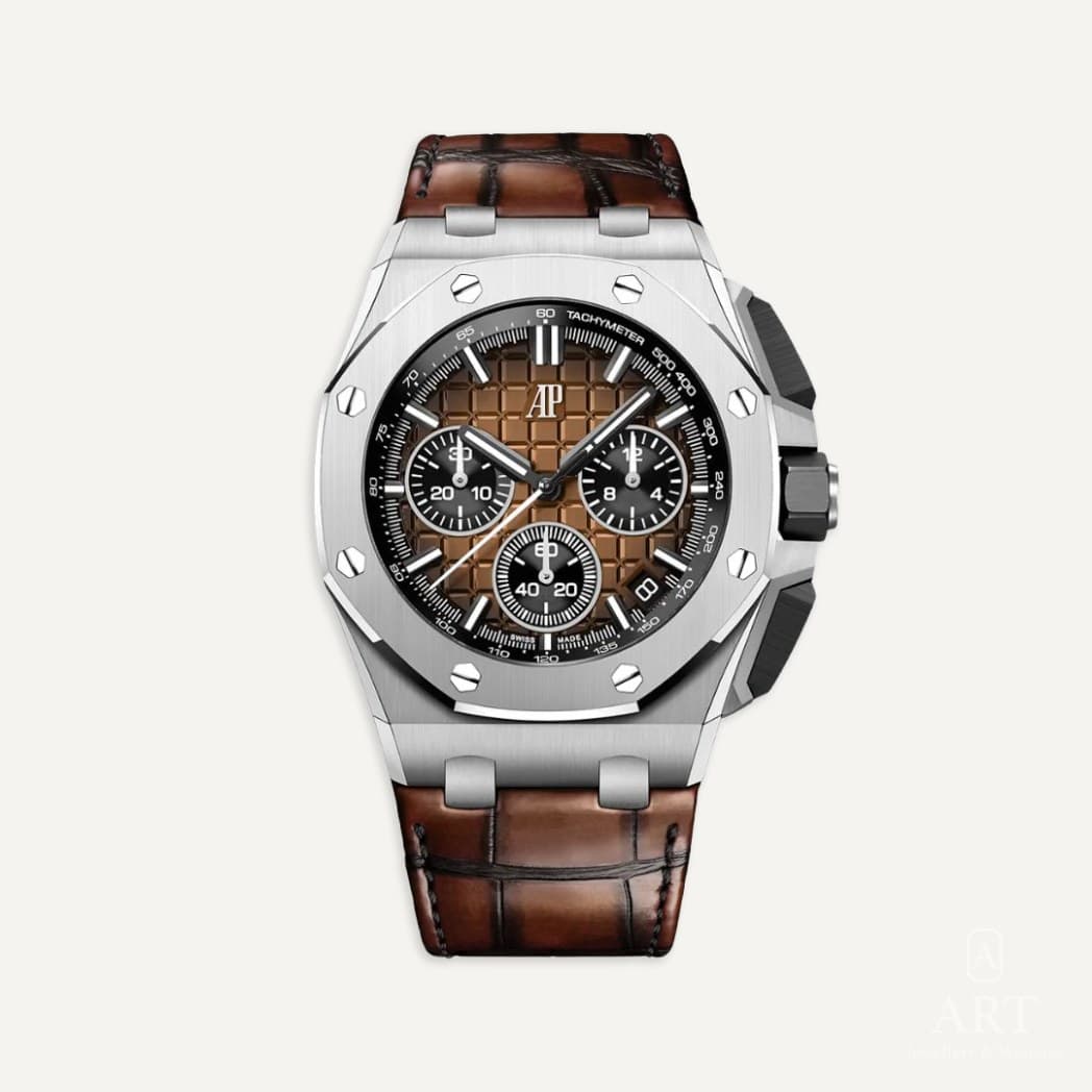 Audemars Piguet Royal Oak Offshore watch, brown dial, reference 26420ST.OO.A828CR.01