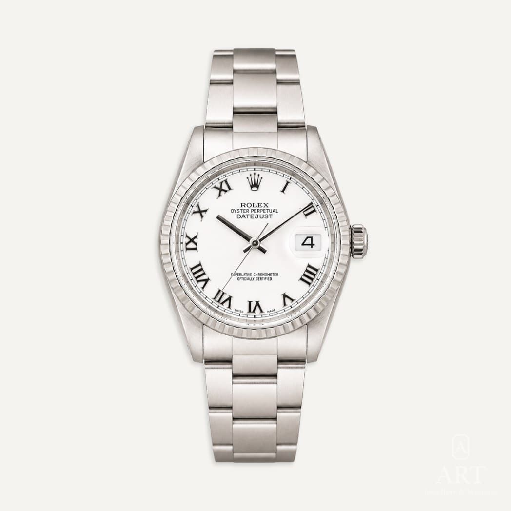 Rolex Datejust watch, white dial, reference 16220