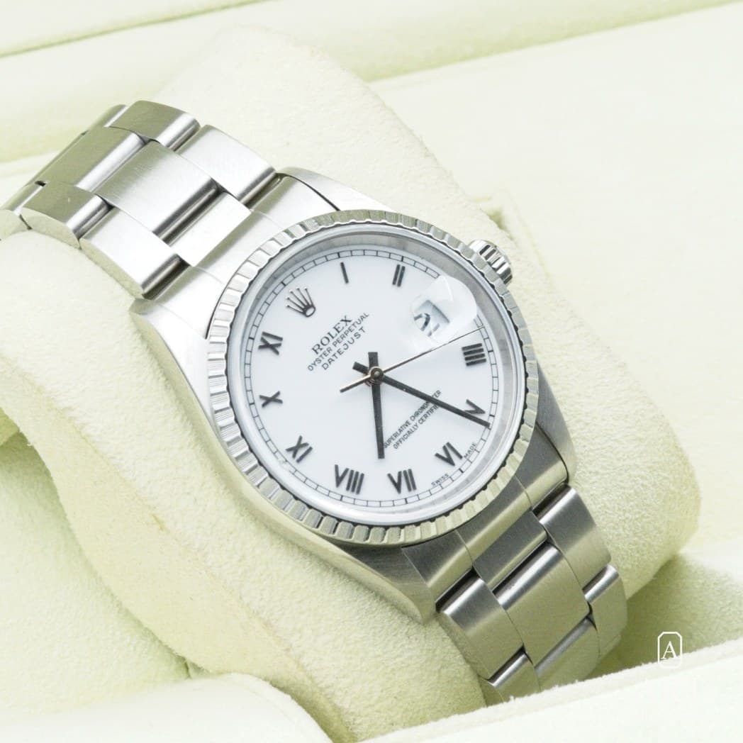 Rolex Datejust saati, beyaz kadran, referans 16220 (5)