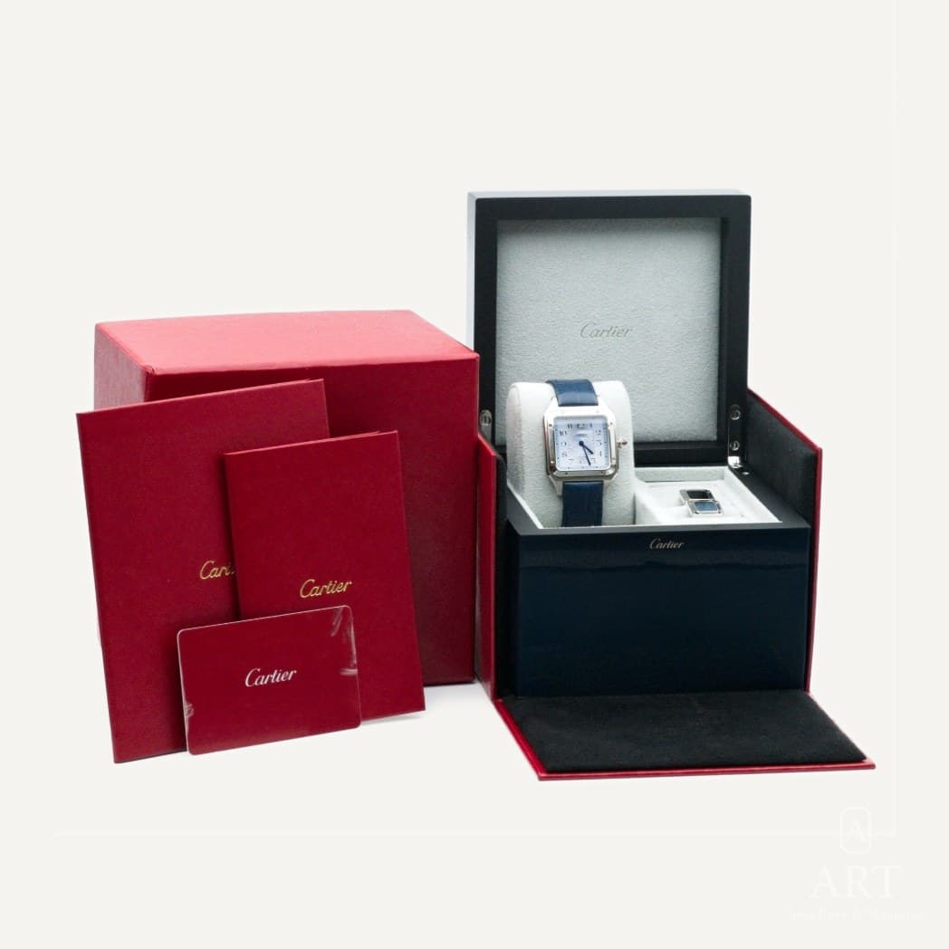 Cartier Santos Dumont watch, ice blue dial, reference WGSA0050 (3)