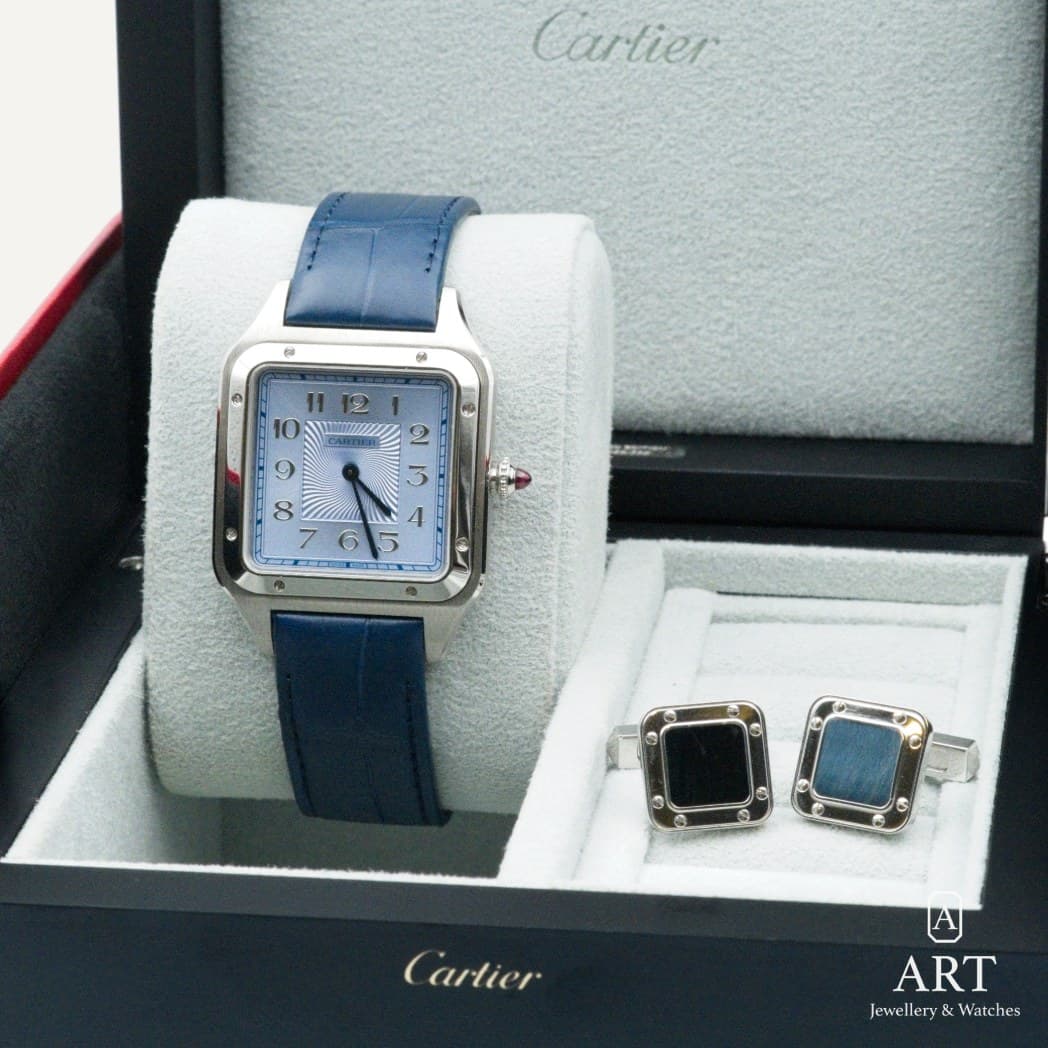 Cartier Santos Dumont watch, ice blue dial, reference WGSA0050 (4)