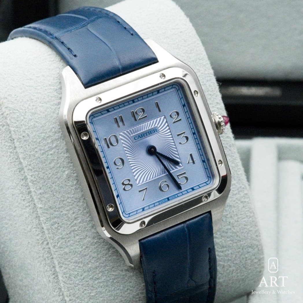 Cartier Santos Dumont watch, ice blue dial, reference WGSA0050 (5)