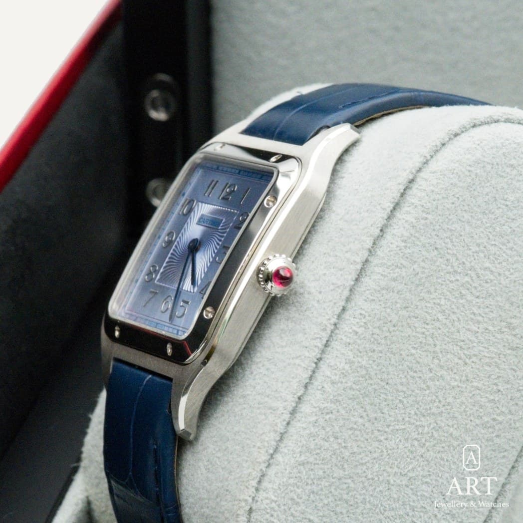 Cartier Santos Dumont watch, ice blue dial, reference WGSA0050 (6)