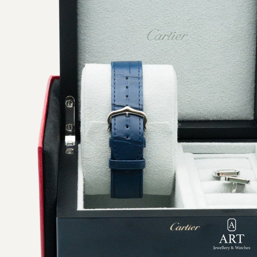Cartier Santos Dumont watch, ice blue dial, reference WGSA0050 (7)