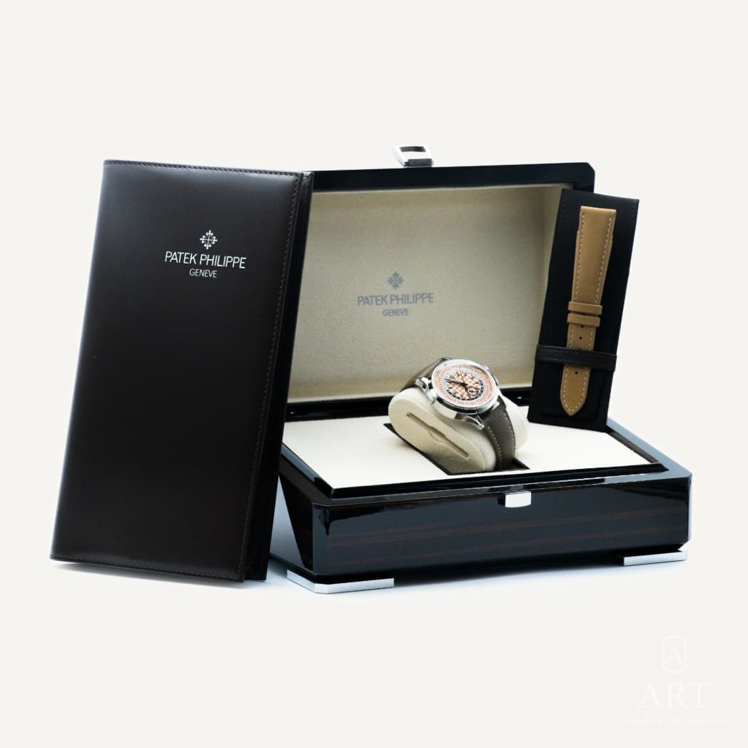 Patek Philippe Complications World Time Flyback Chronograph saati, somon kadran, referans 5935A-001 (4)