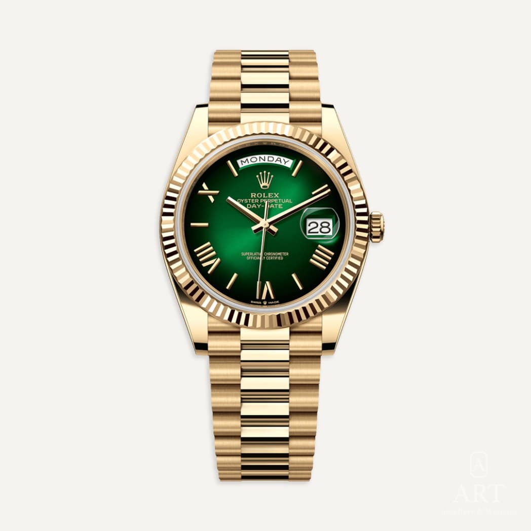 Rolex Day-Date watch, green ombre dial, reference 228238