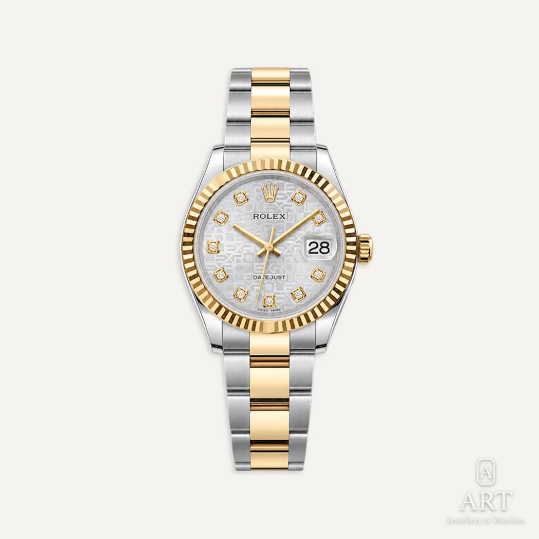 Rolex Datejust watch, silver motif dial, reference 178273