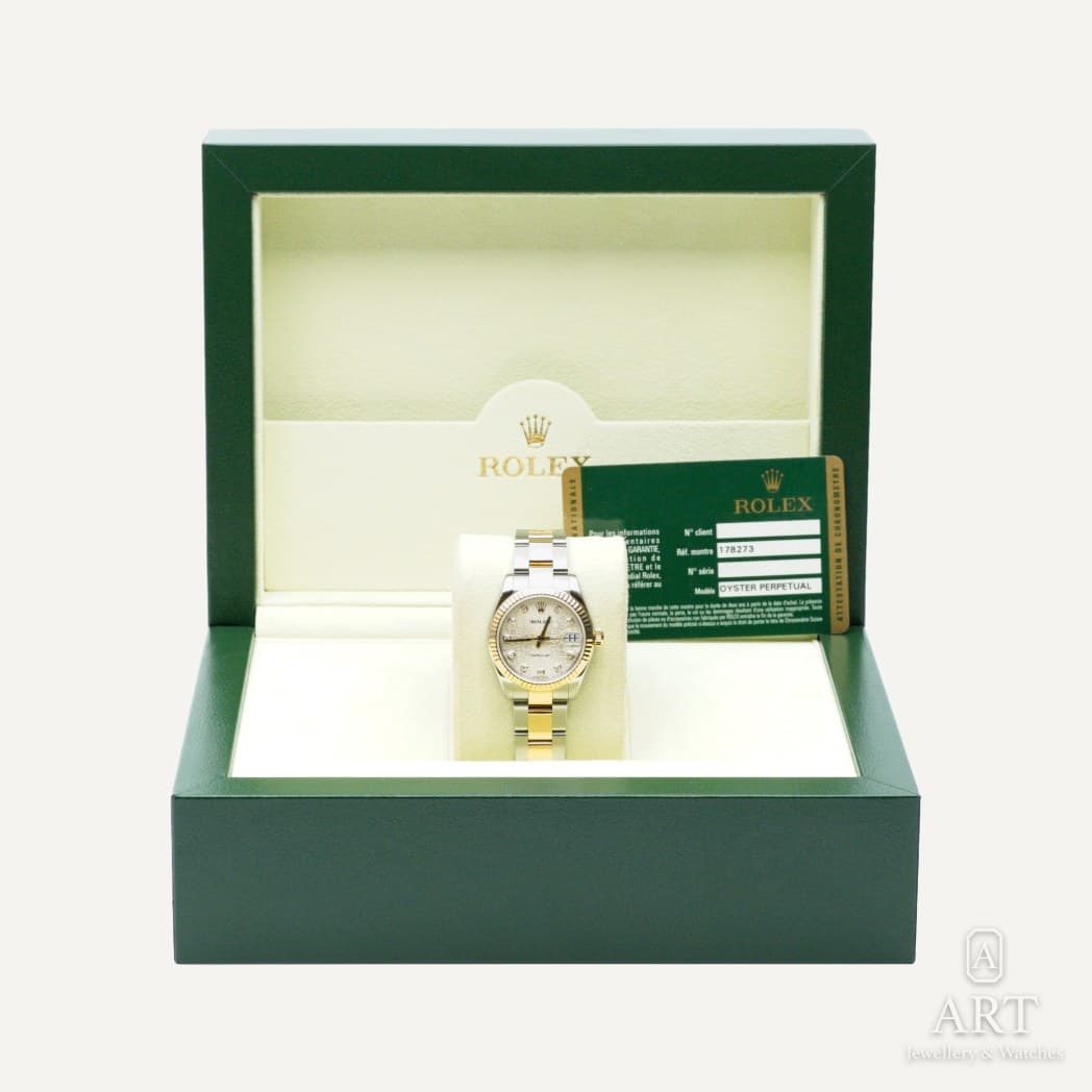 Rolex Datejust watch, silver motif dial, reference 178273 (2)