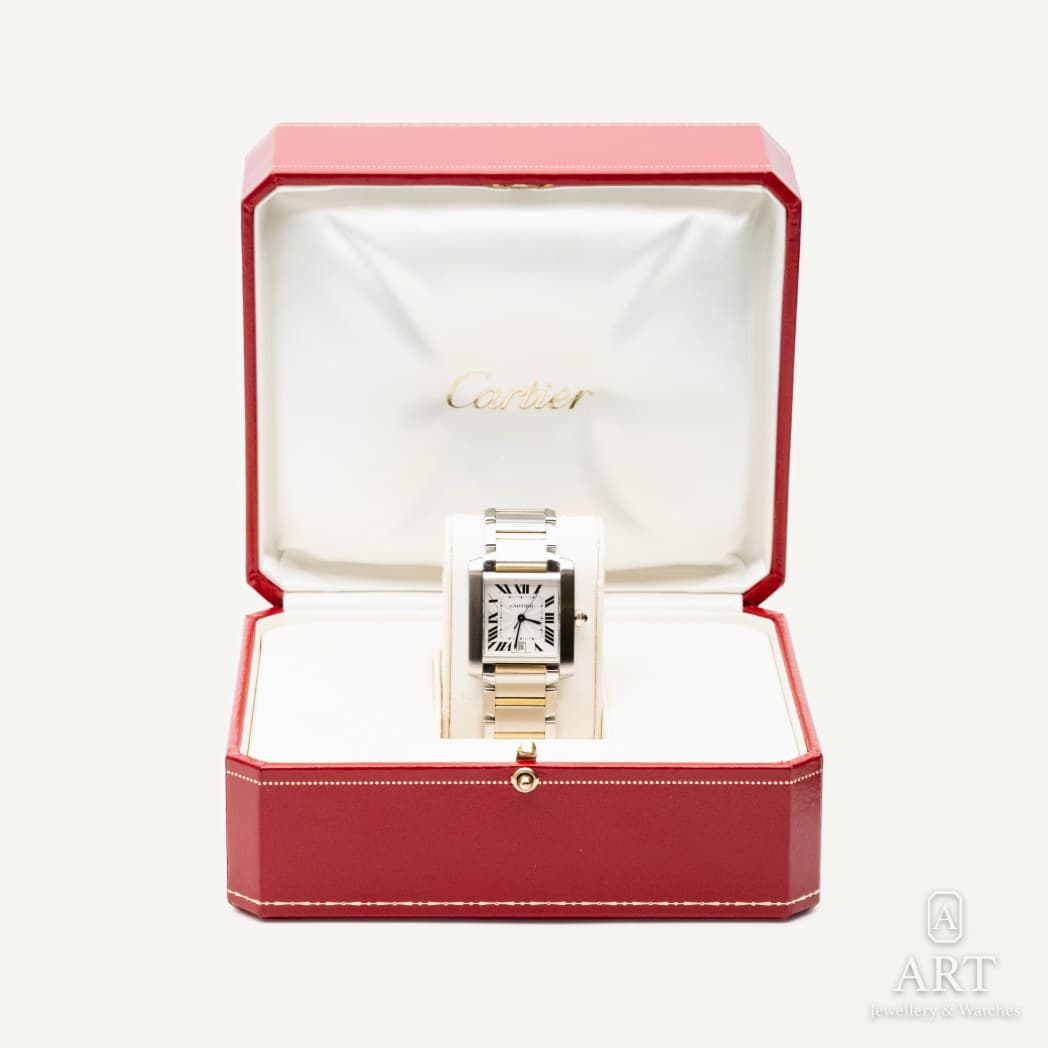 Cartier Tank Française Large saati, beyaz kadran, referans 2302 (2)