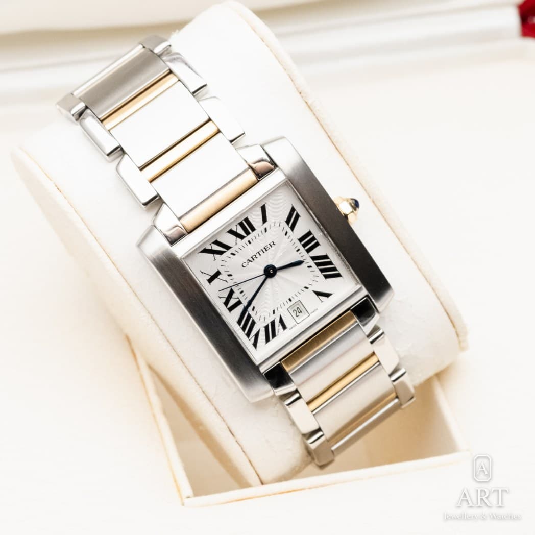 Cartier Tank Française Large saati, beyaz kadran, referans 2302 (6)