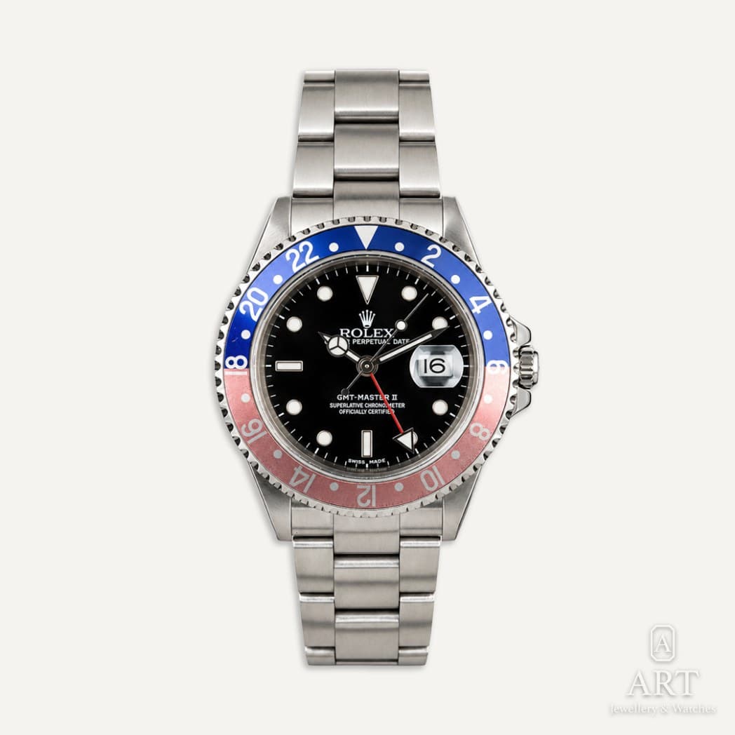 Rolex GMT-Master II "Pepsi" watch, black dial, reference 16710