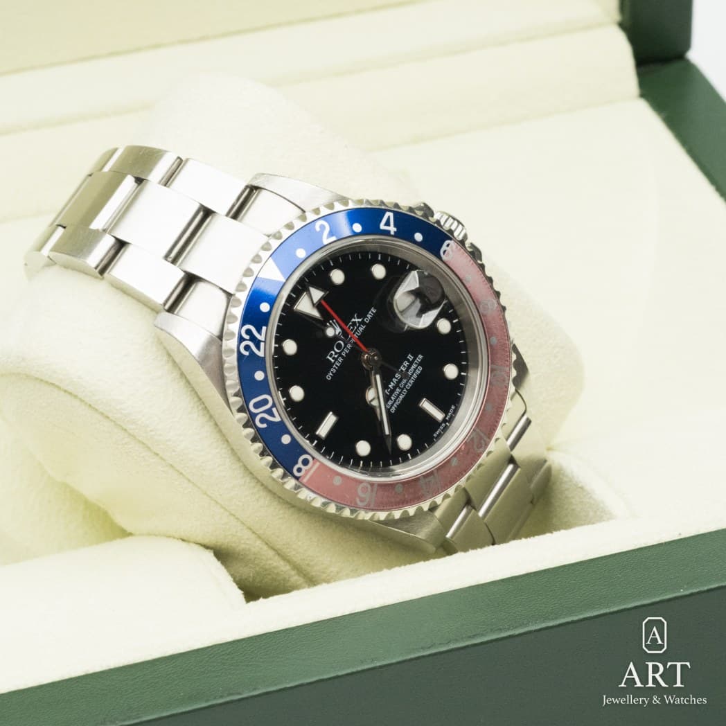 Rolex GMT-Master II "Pepsi" watch, black dial, reference 16710 (6)