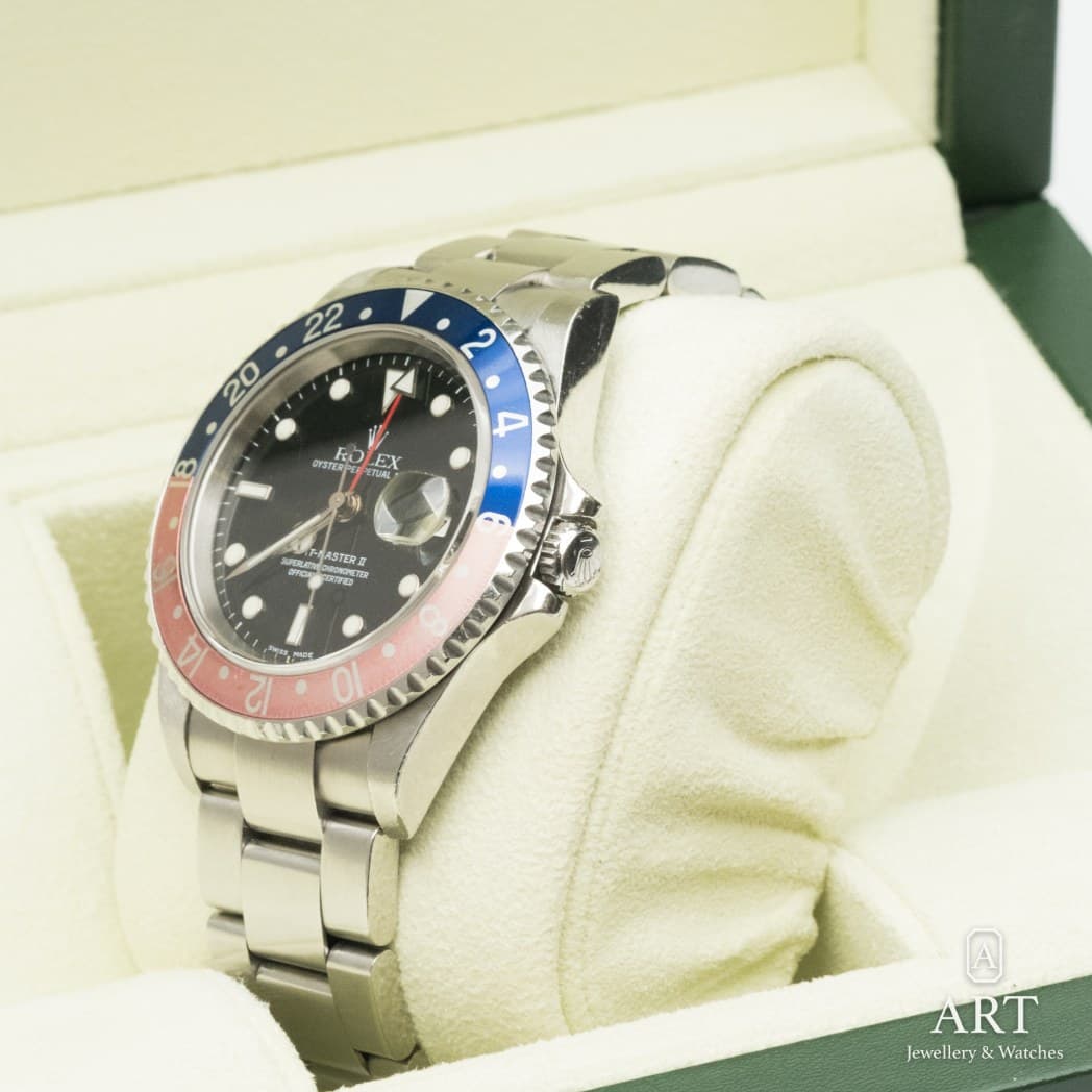 Rolex GMT-Master II "Pepsi" watch, black dial, reference 16710 (7)