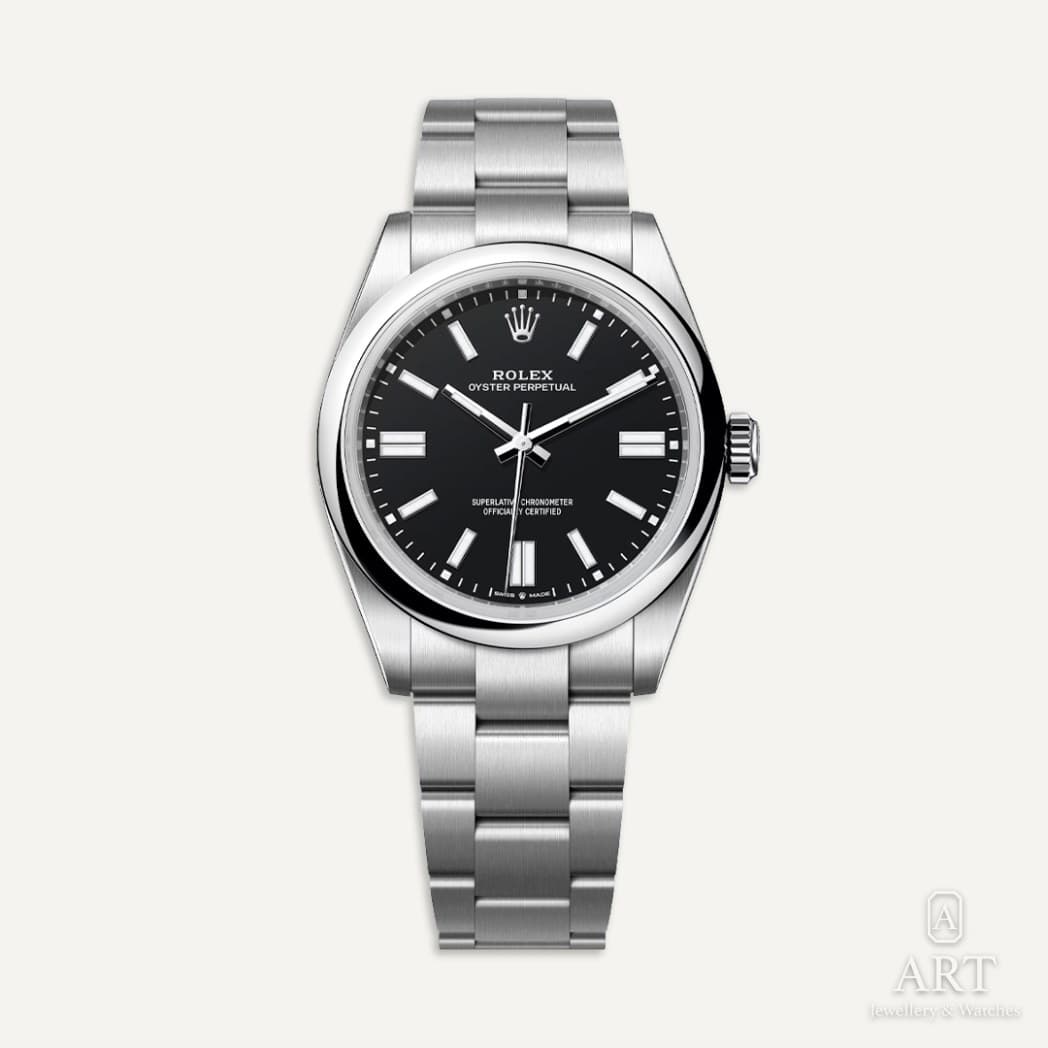 Rolex Oyster Perpetual watch, black dial, reference 134300