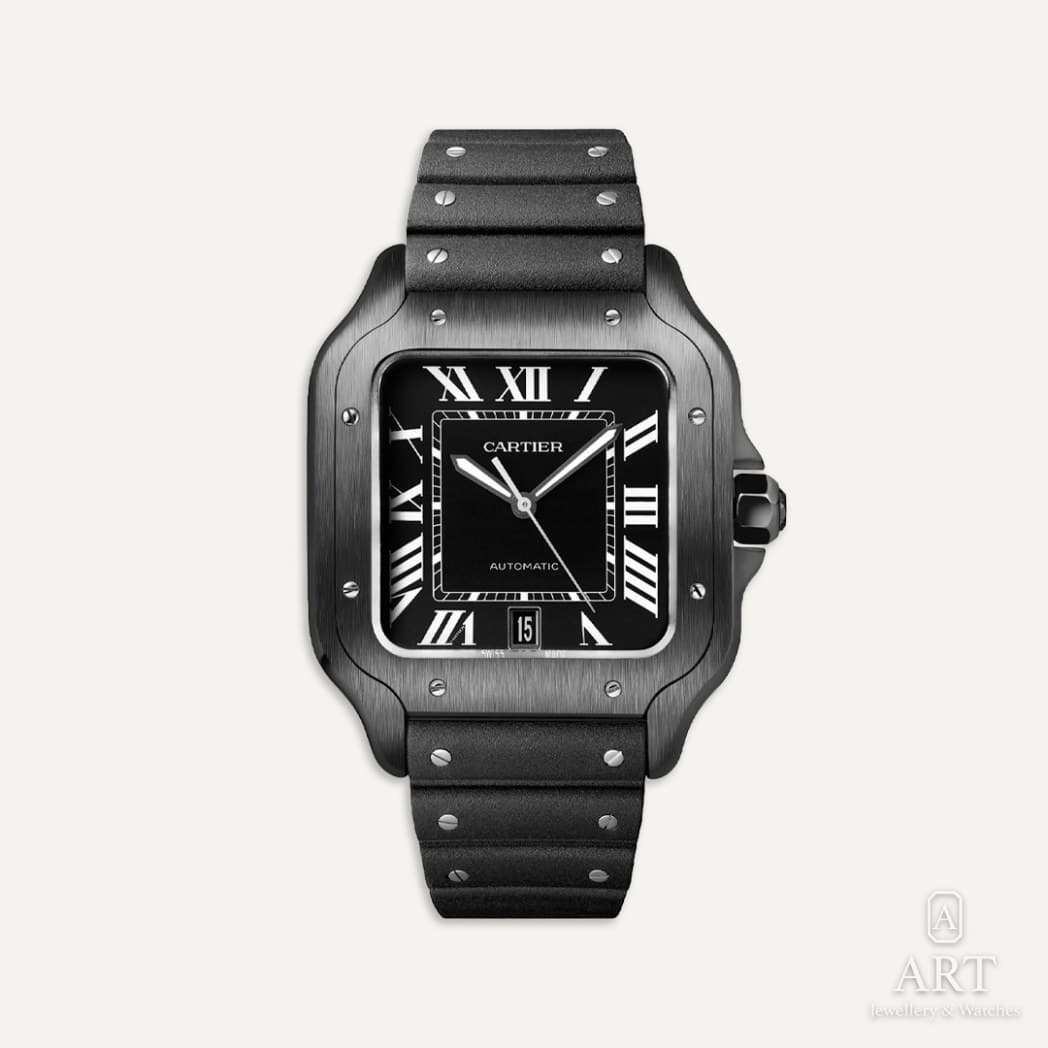 Cartier Santos de Cartier watch, black dial, reference WSSA0039