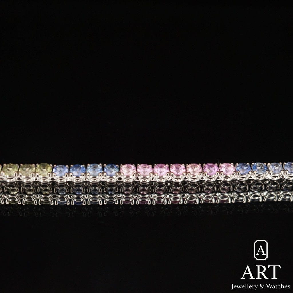 New ART Jewellery Sapphire Rainbow Tennis Bracelet 9,97 ct. ARTBL0035