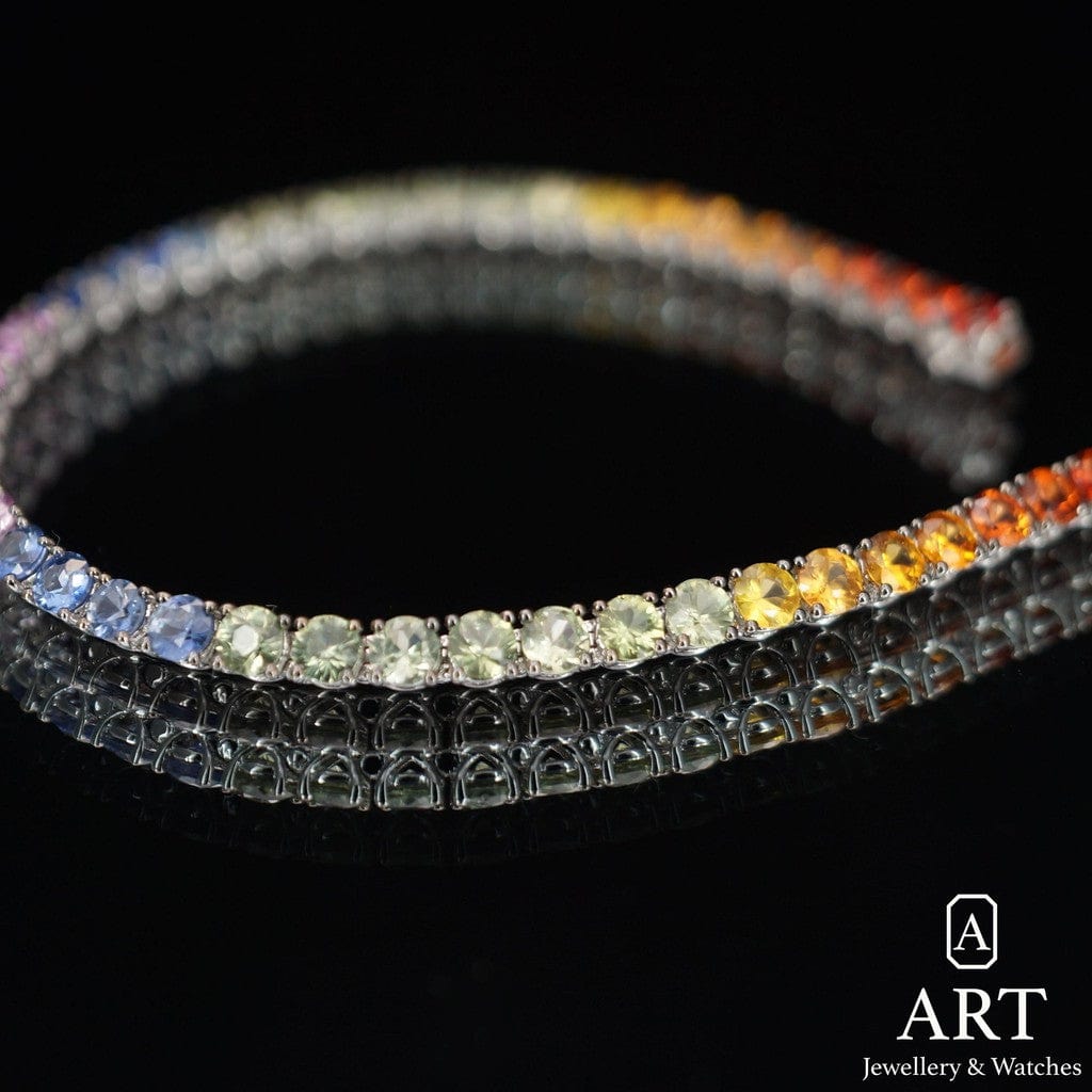 New ART Jewellery Sapphire Rainbow Tennis Bracelet 9,97 ct. ARTBL0035